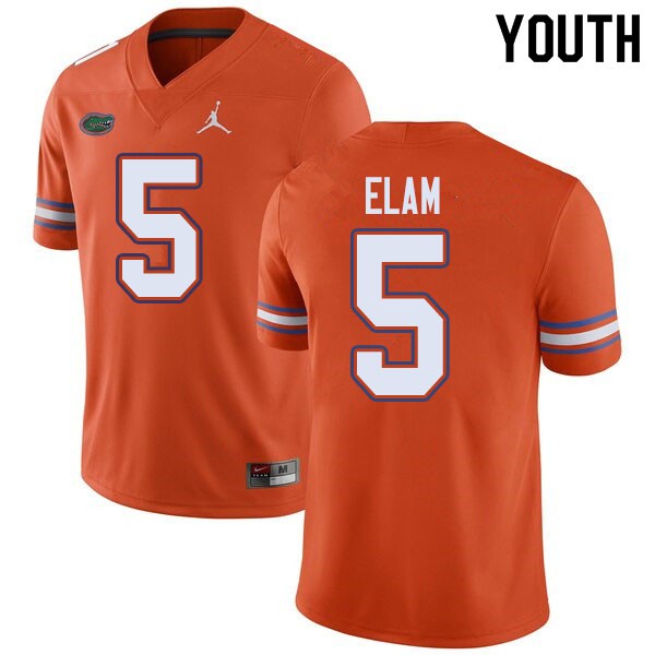 Jordan Brand Youth #5 Kaiir Elam Florida Gators College Football Jersey Orange